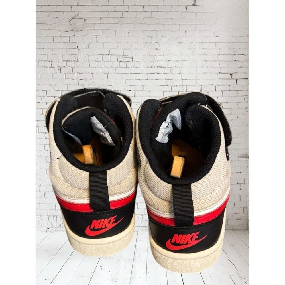 Nike Boy's Court‎ Borough Mid 2 CD7782-110 Black/Red/White Shoes Size 4y